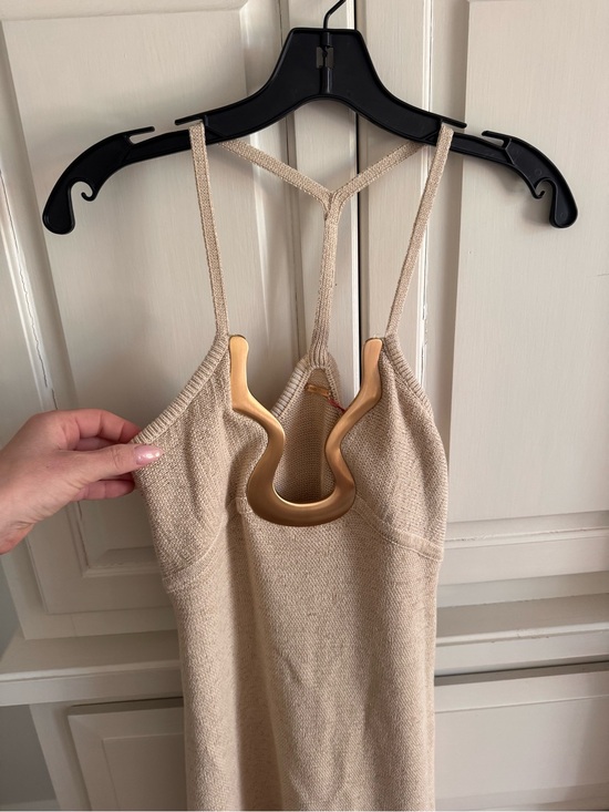 cult gaia Dresses & Skirts - cult gaia Beige Knit Dress with Gold Accents